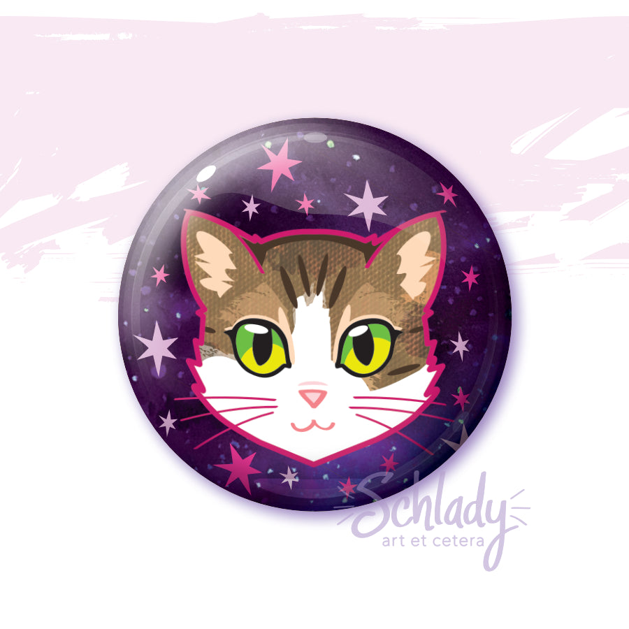 Brown and White Tabby Cat - Green Eyes - Magnet