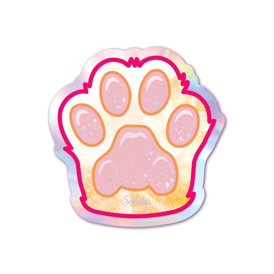 Light Orange Paw / Pink Beans - Holographic Sticker