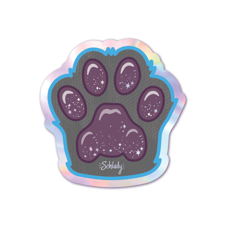 Dark Grey Paw / Mauve Beans - Holographic Sticker