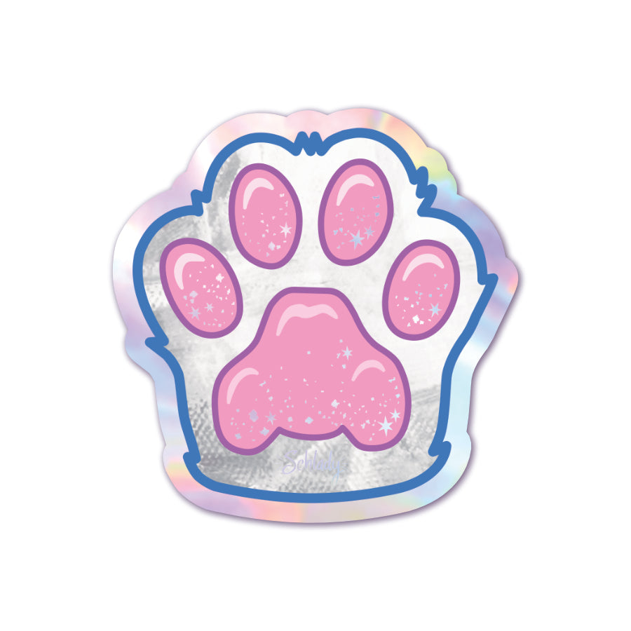 Light Grey Paw / Pink Beans - Holographic Sticker