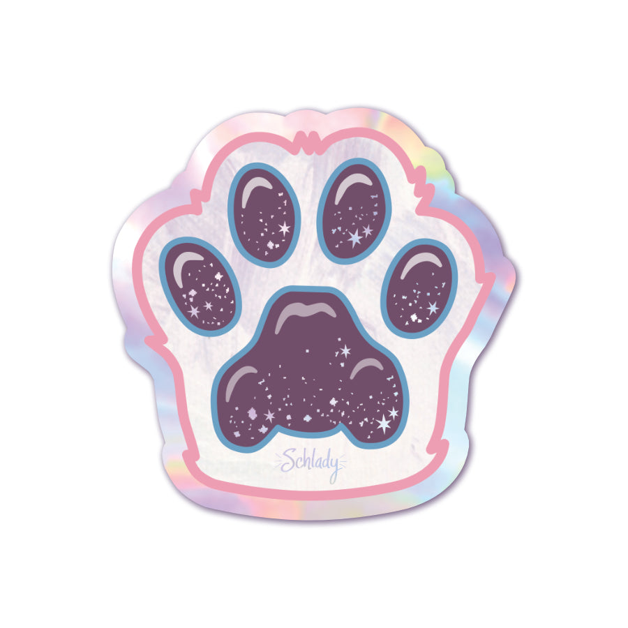 White Paw / Mauve Beans - Holographic Sticker