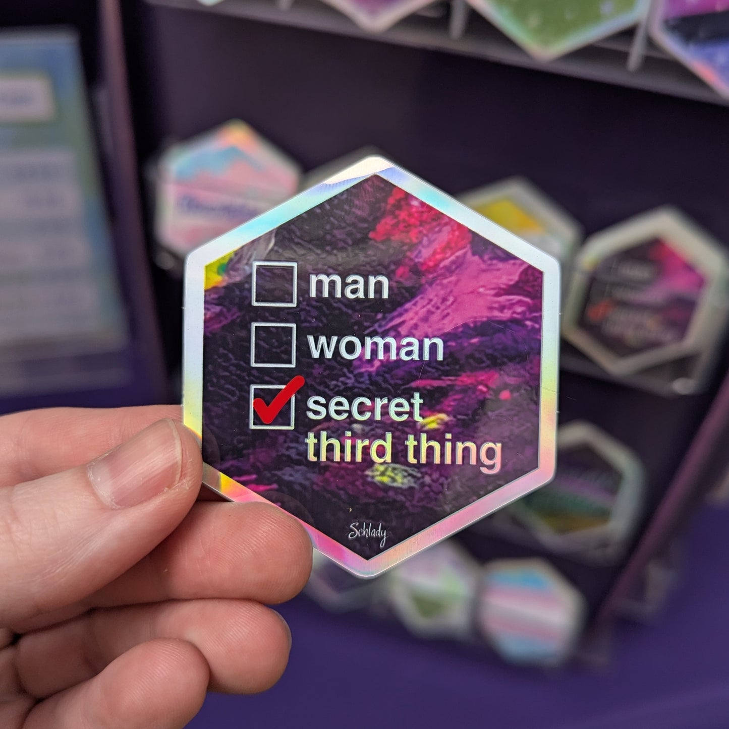 Secret Third Thing - Holographic Hexagon Sticker