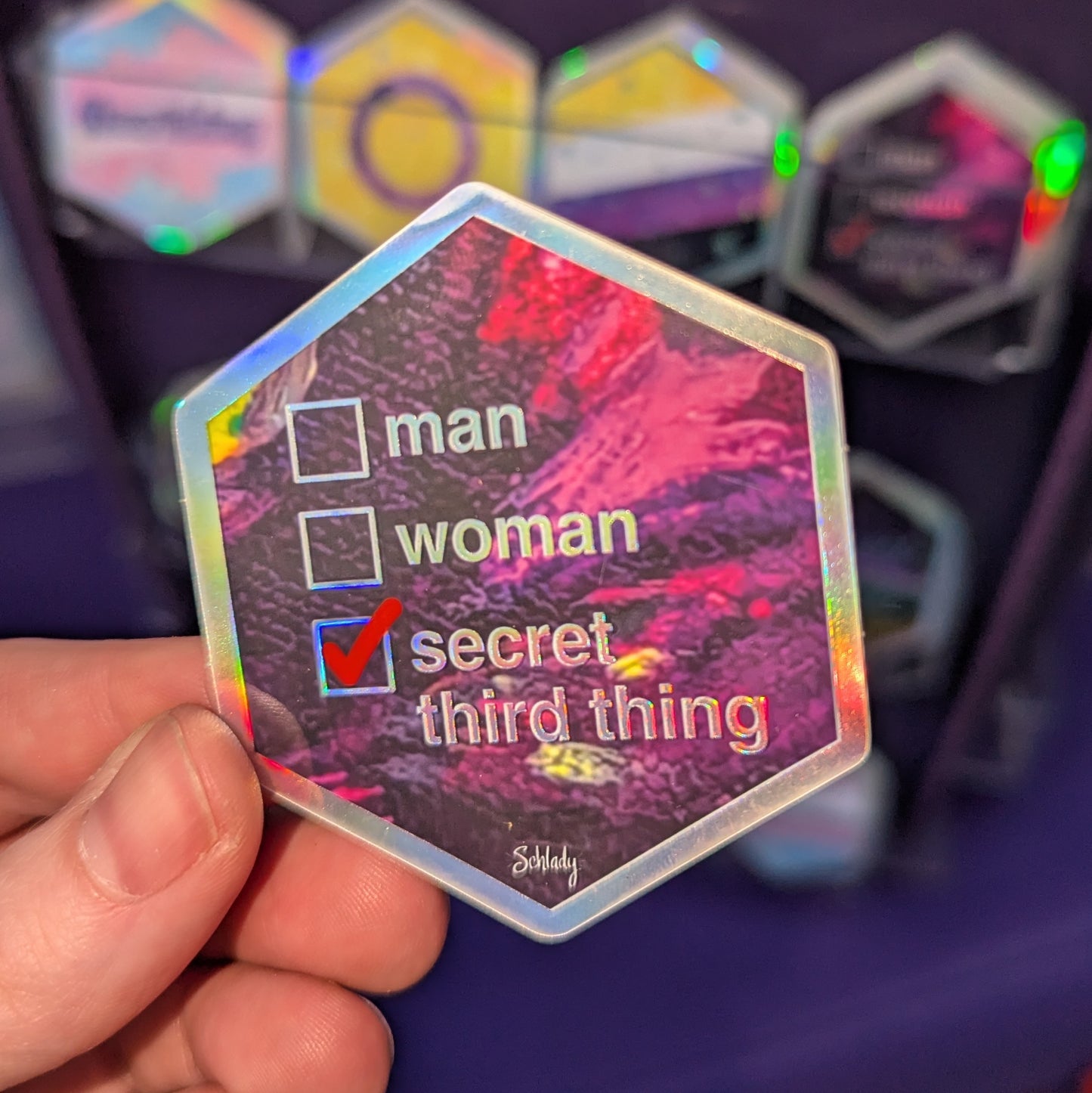 Secret Third Thing - Holographic Hexagon Sticker