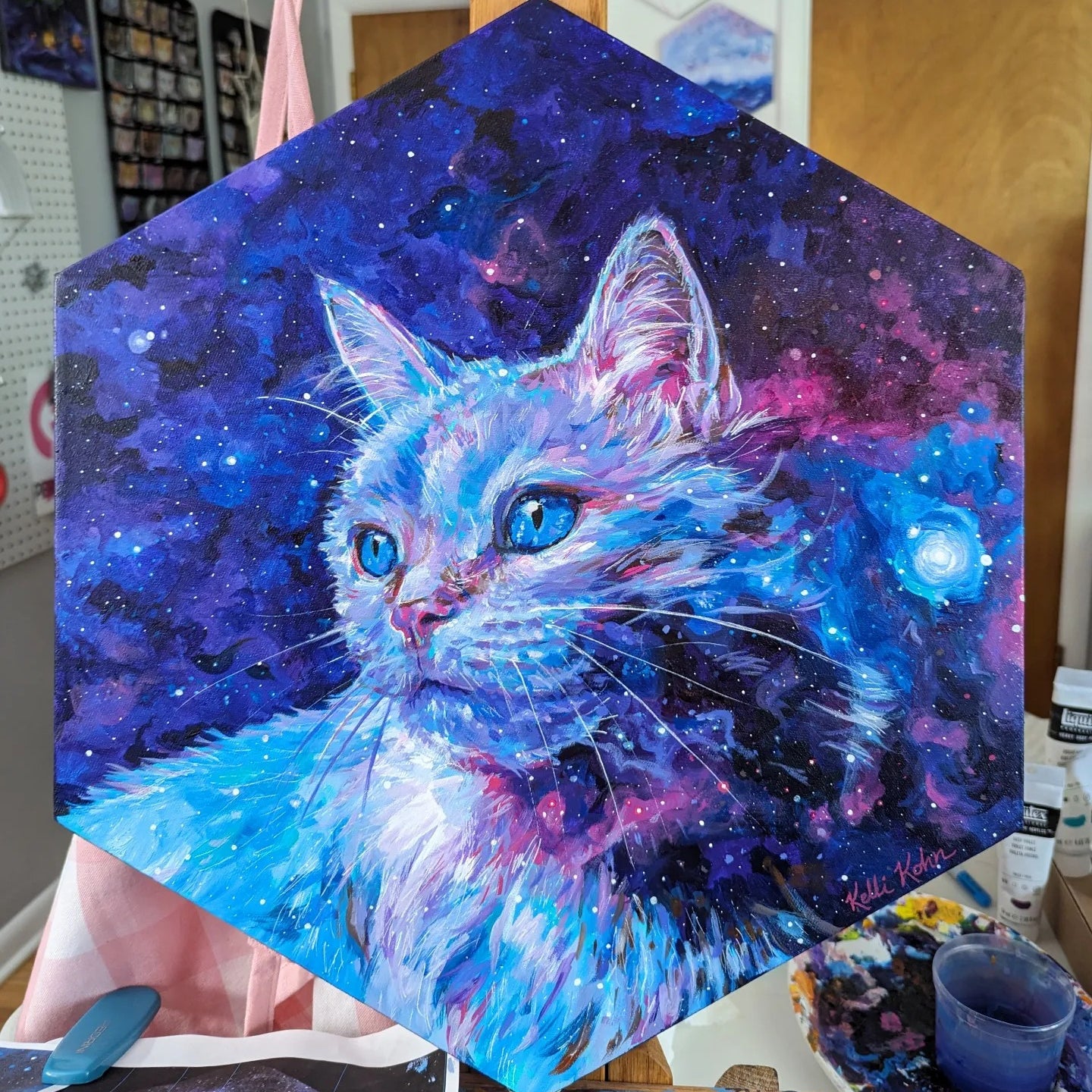 Galaxy Cloud II - Original Painting 17 x 19 Hexagonal