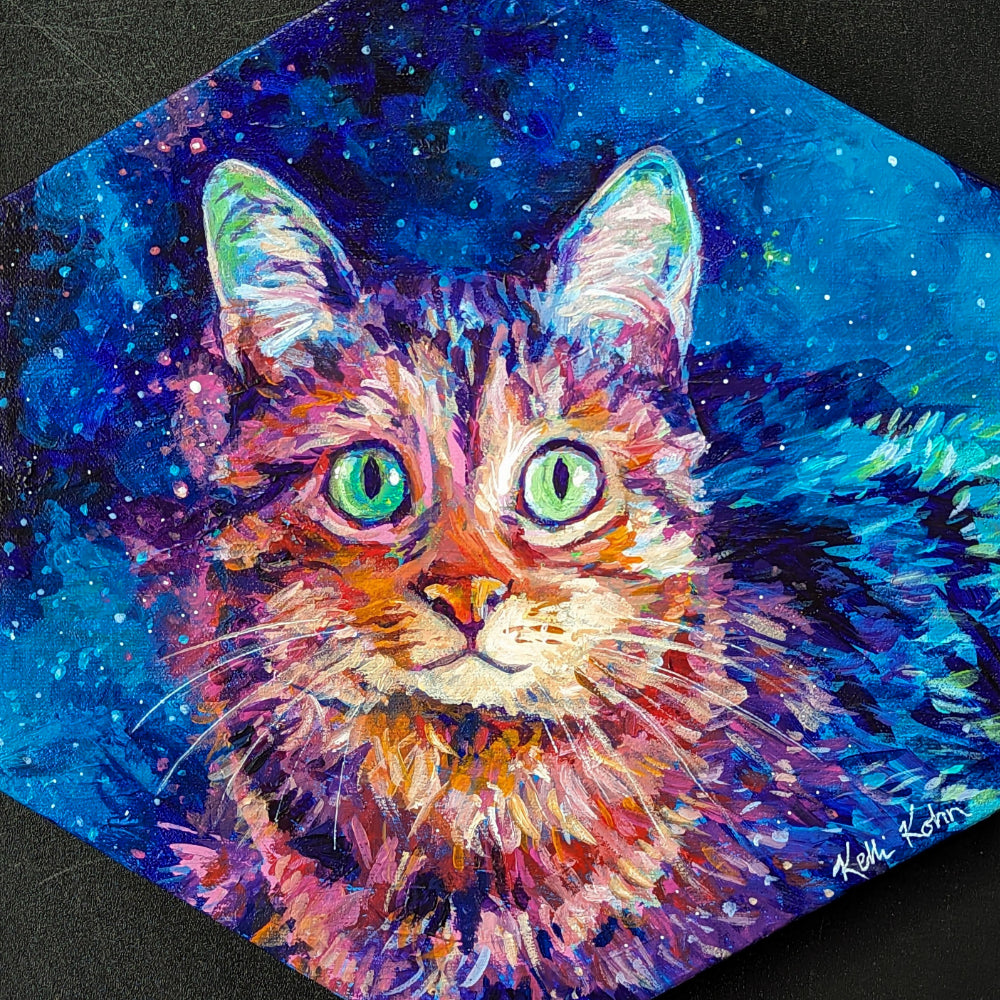 Miss Ma'am In Space - Original Painting 10 x 11.5 Hexagonal