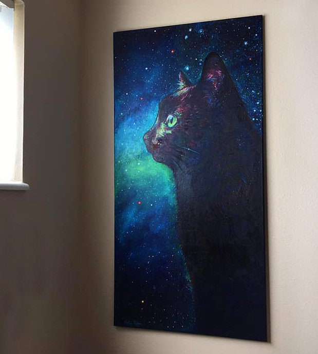Galaxy Cat II  - Original Painting 24 x 48