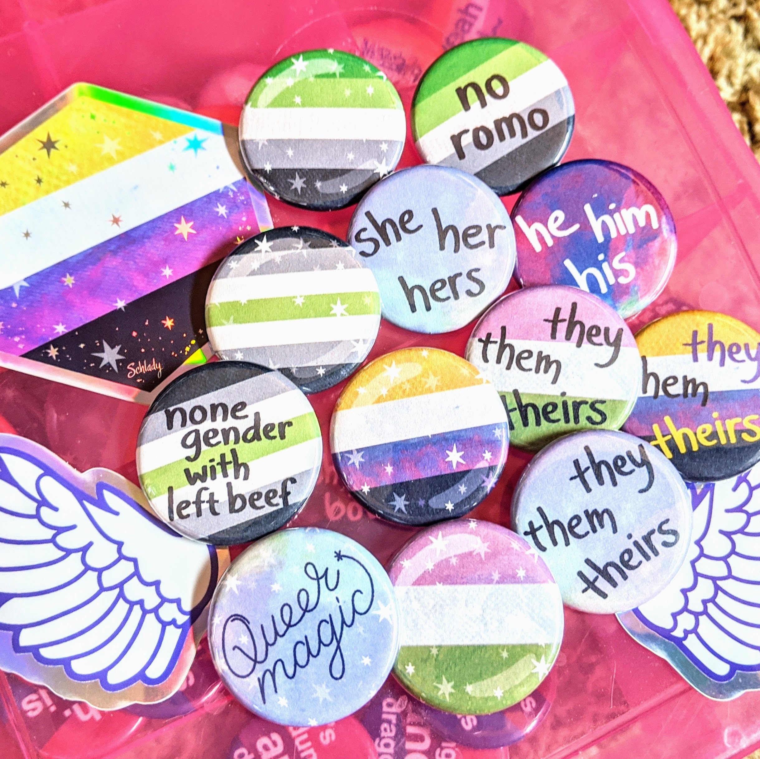 404 Gender Not Found - Agender Pride Button Pin