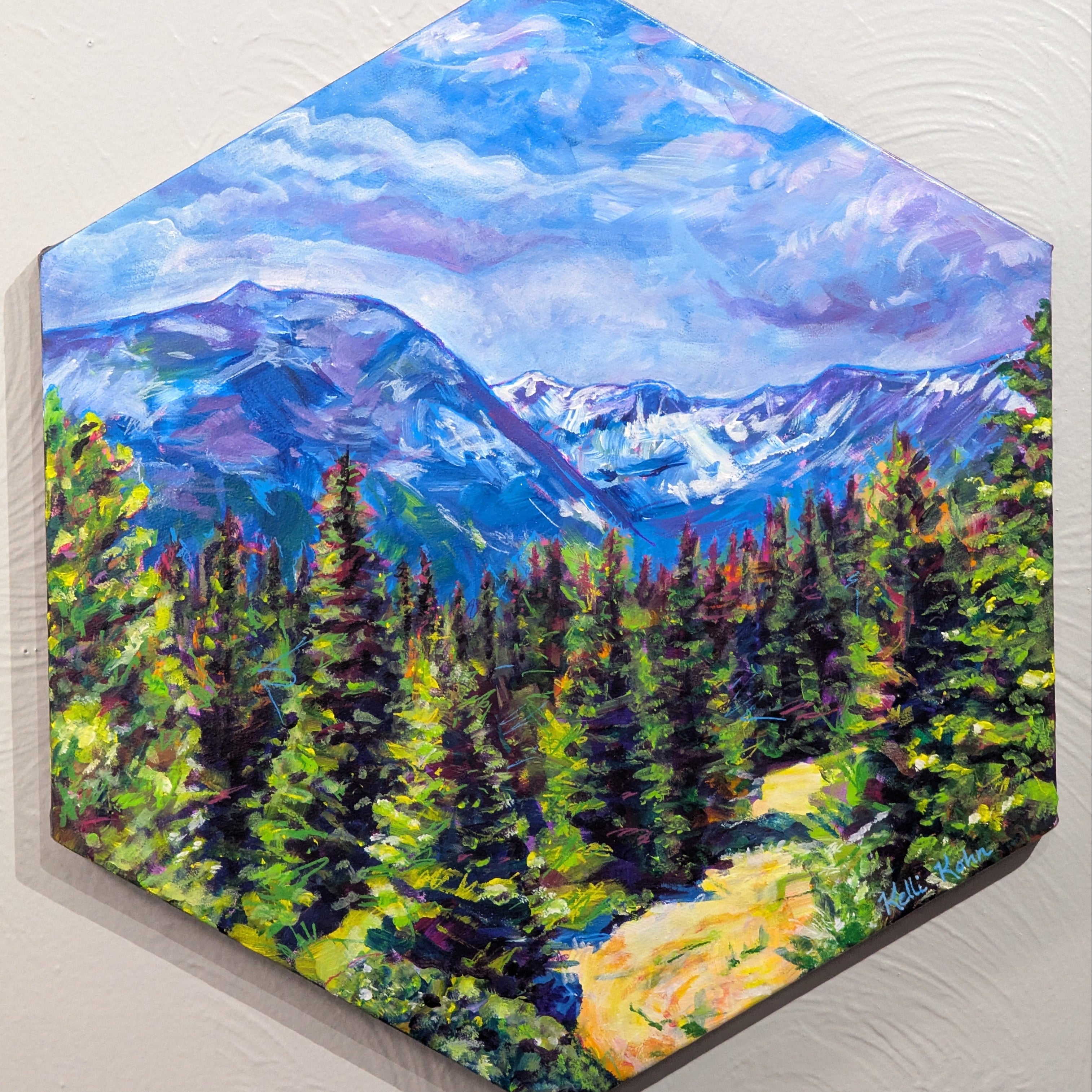 Summer Rolling Through - Original Painting 14 x 16 Hexagonal