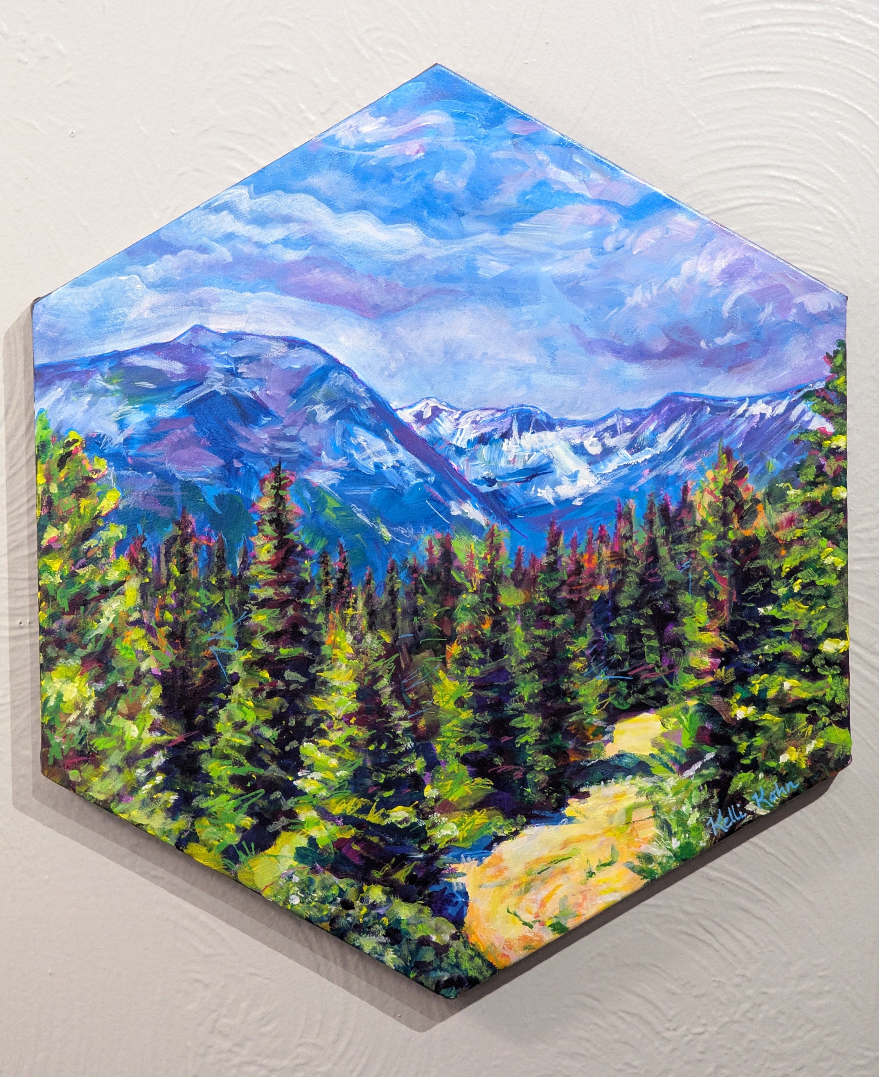 Summer Rolling Through - Original Painting 14 x 16 Hexagonal