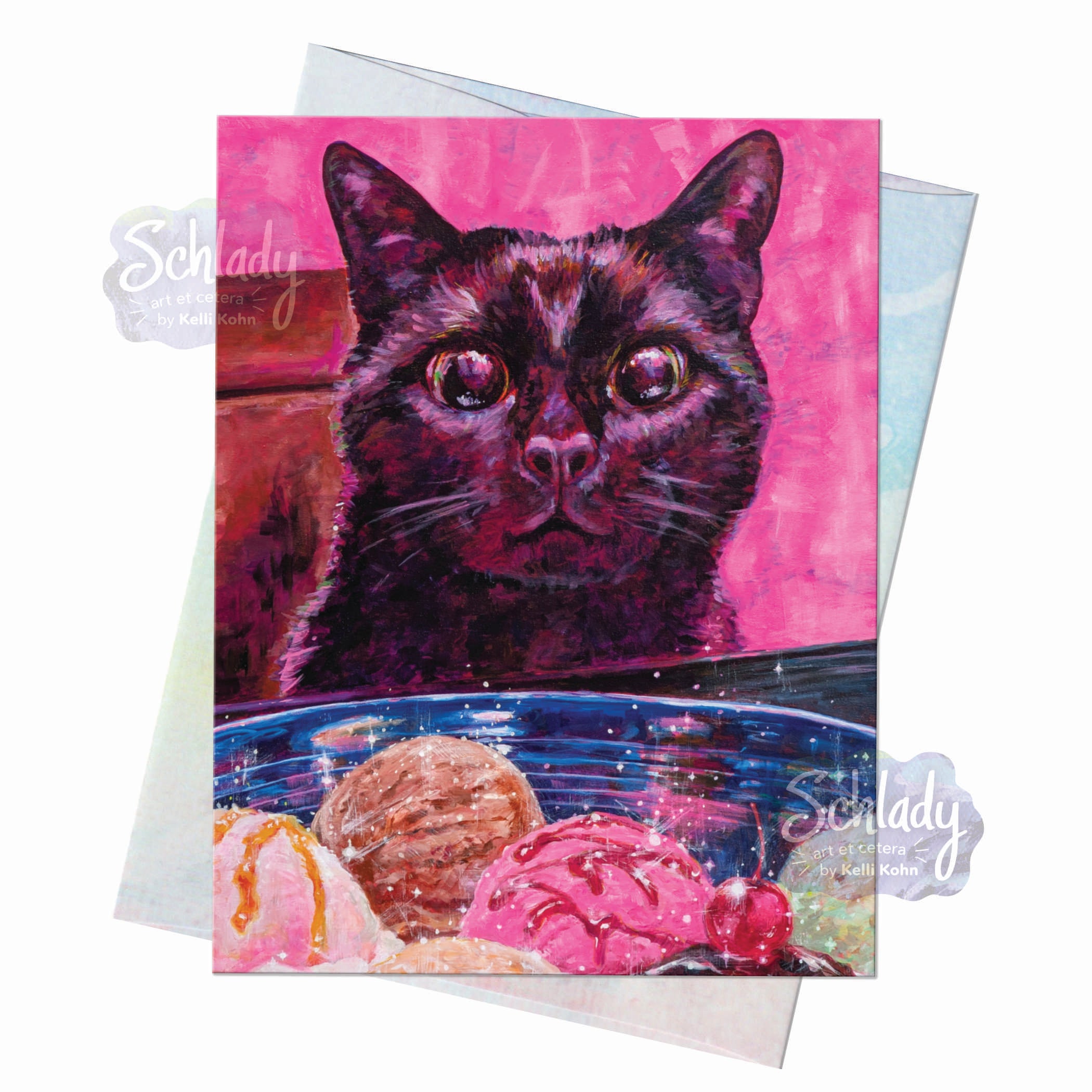 Ice Cream Eyes - Blank Cat Card