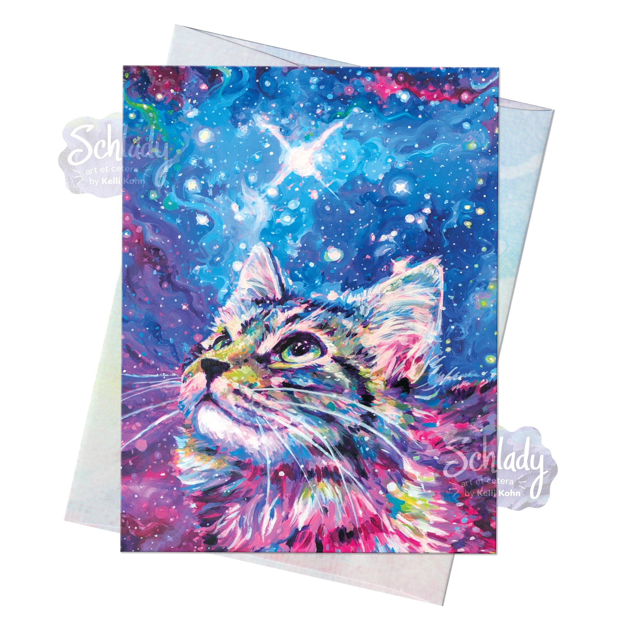 Wild Blue Galaxy - Blank Cat Card