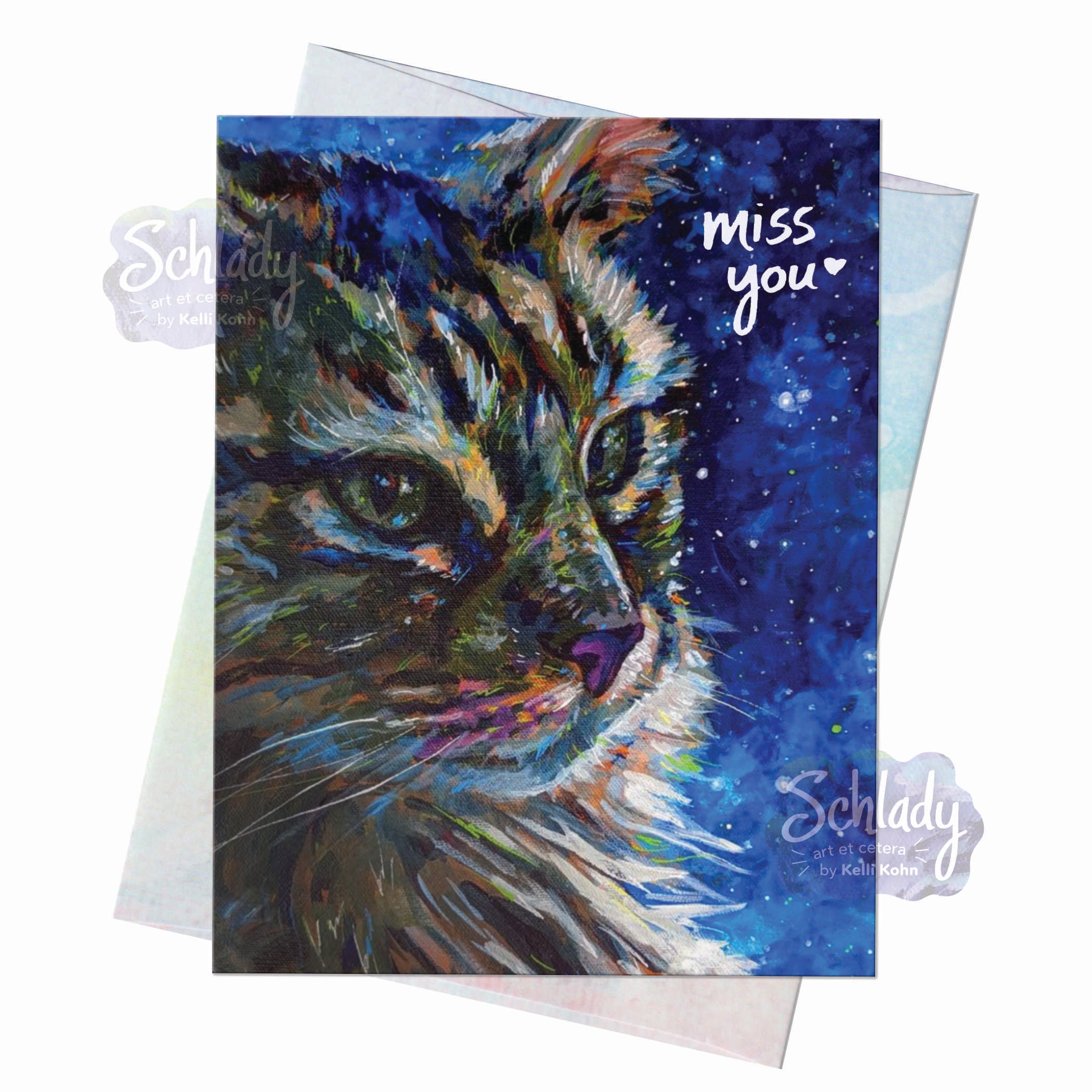 Miss You In My Heart - Cat Friendship Card