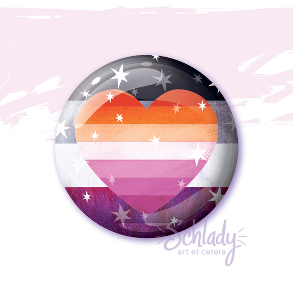 Starry Lesbian Ace Pride Flag - Button Pin