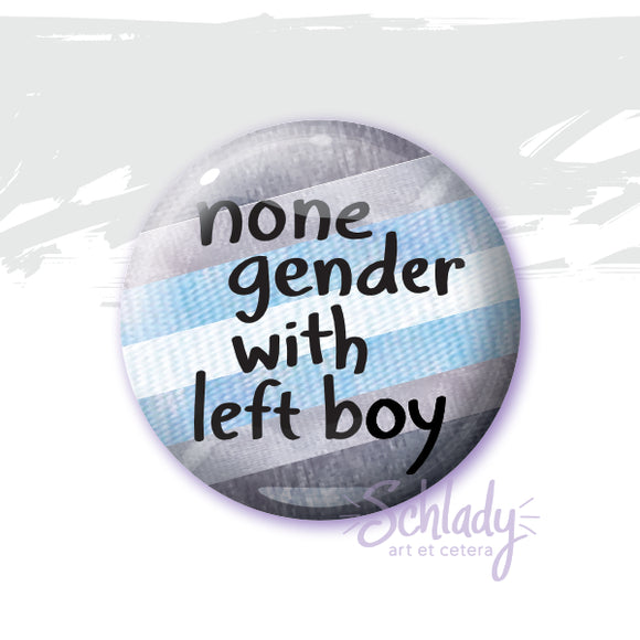 None Gender with Left Boy - Demiboy Pride Button Pin