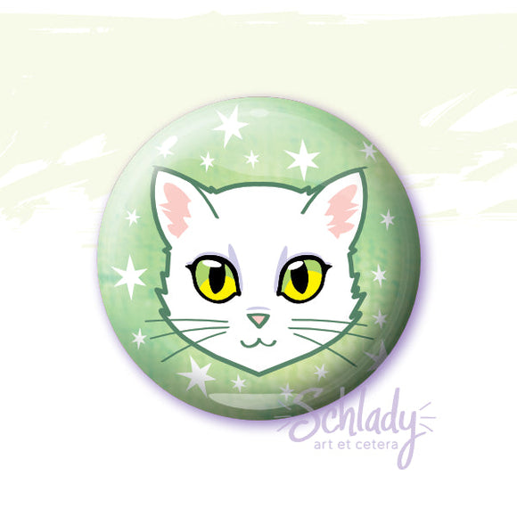 White Cat - Green Eyes - Magnet