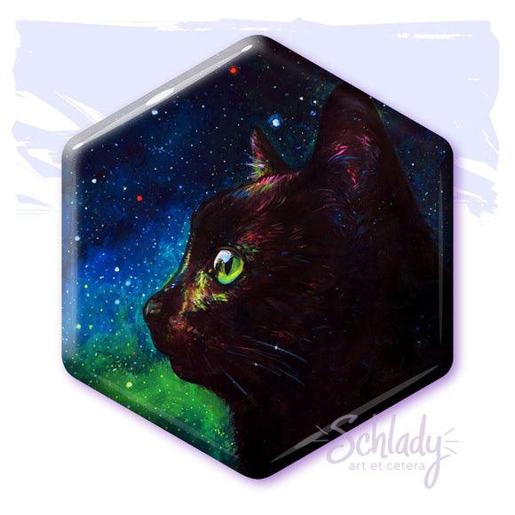 Galaxy Cat II - Hexagon Magnet