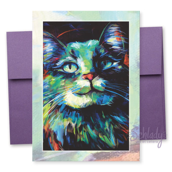 Shadow Grin - Cat Art Notecard