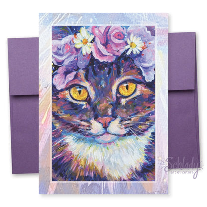 Flower Crown Oswin - Cat Art Notecard