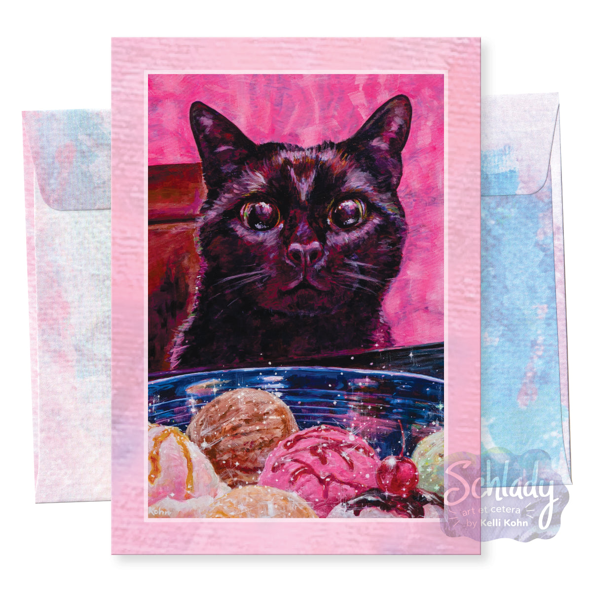 Ice Cream Eyes - 5x7 Cat Art Notecard