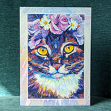Flower Crown Oswin - Cat Art Notecard