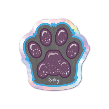 Dark Grey Paw / Mauve Beans - Holographic Sticker