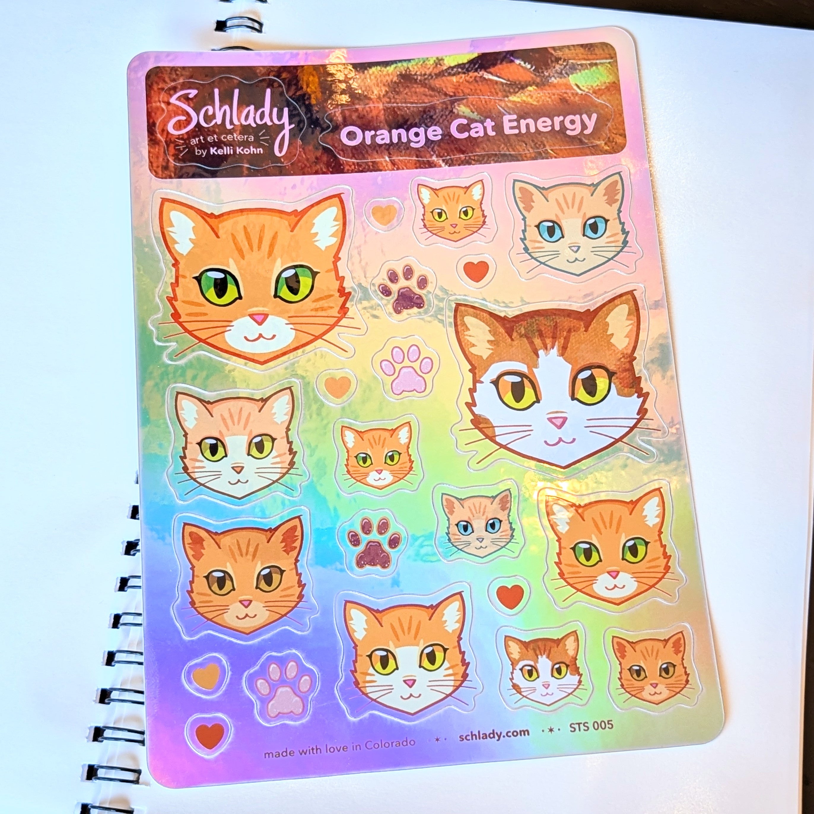 Orange Cat Energy - Holographic Sticker Sheet
