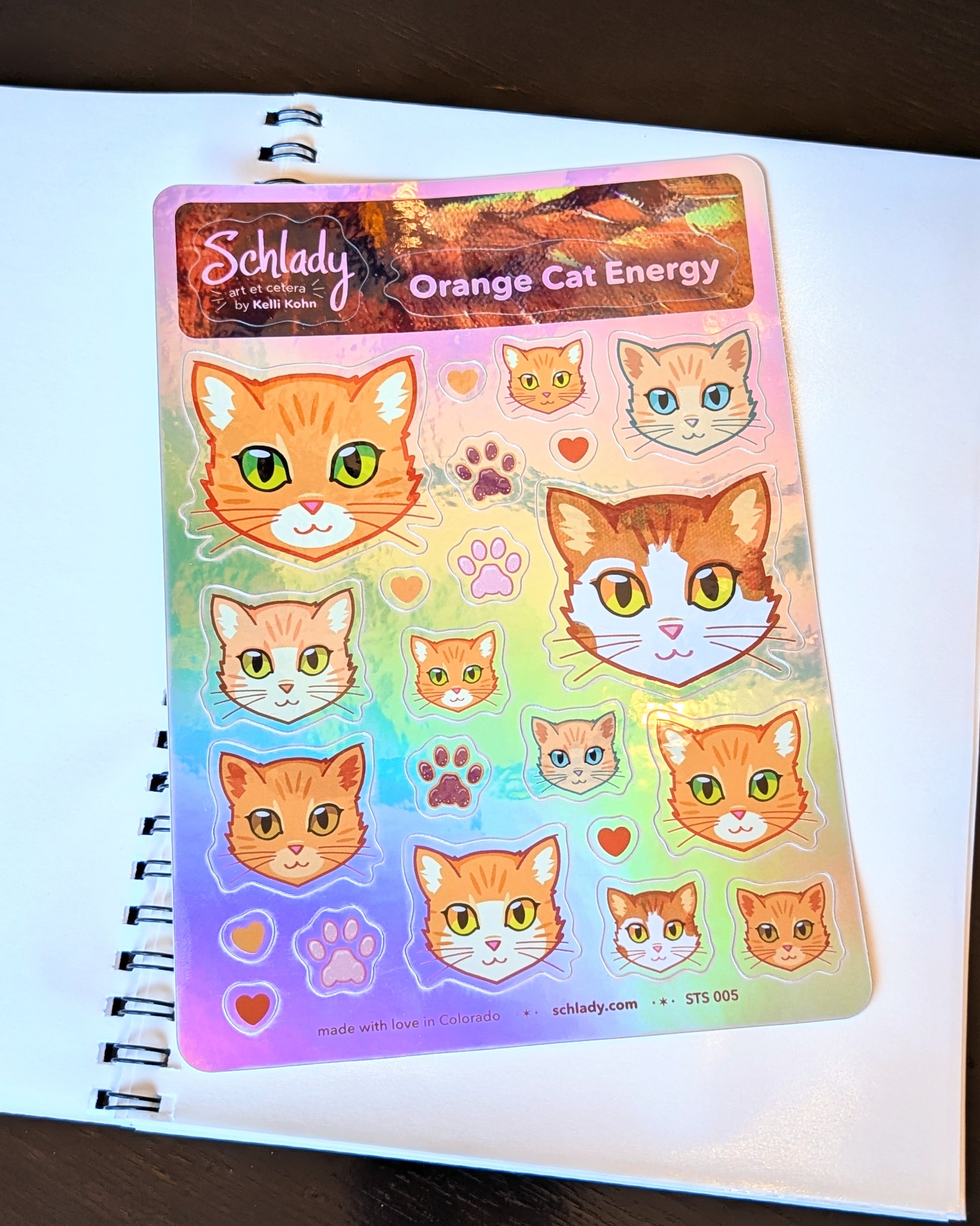 Orange Cat Energy - Holographic Sticker Sheet