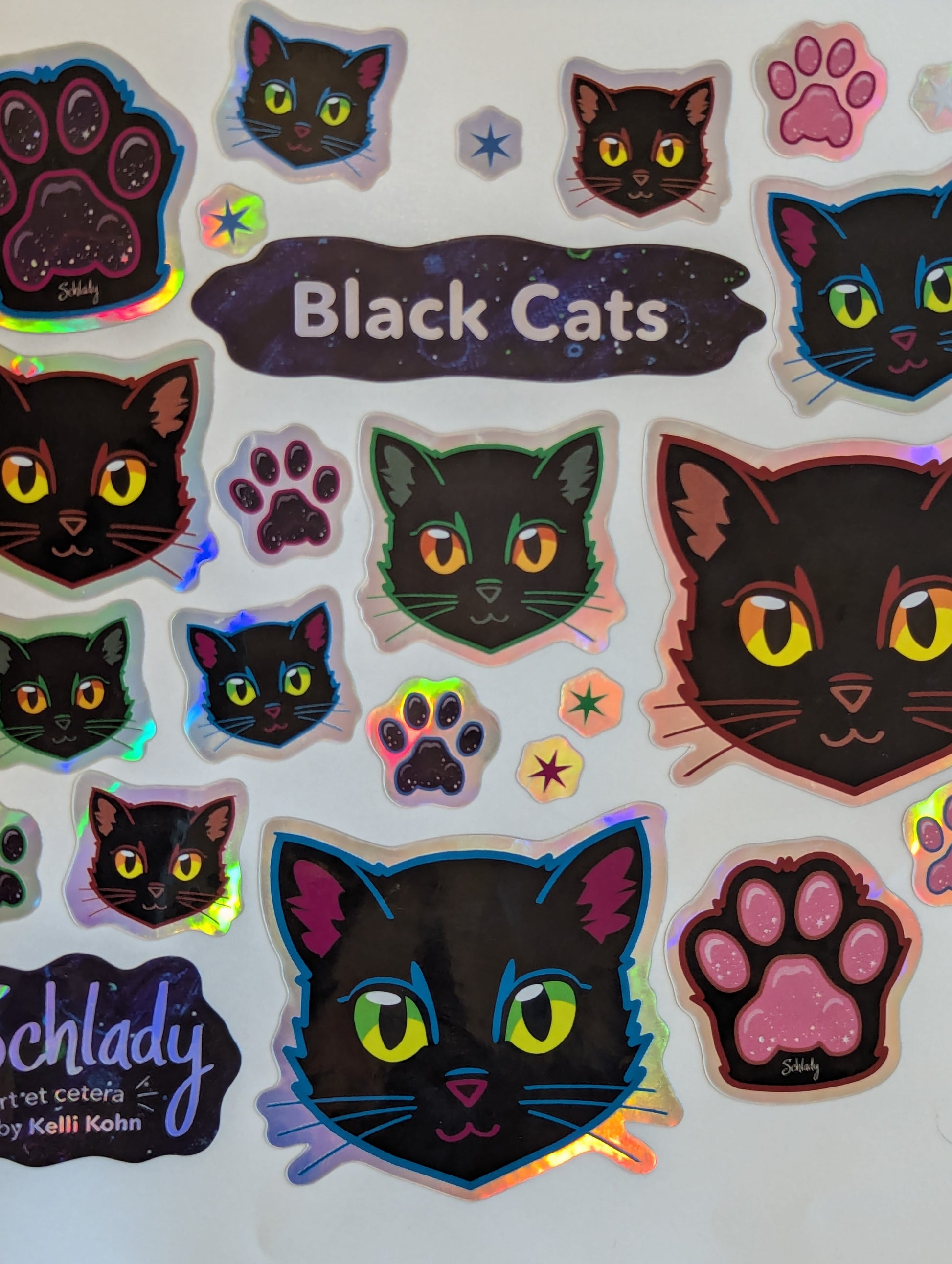 Black Cats - Holographic Sticker Sheet
