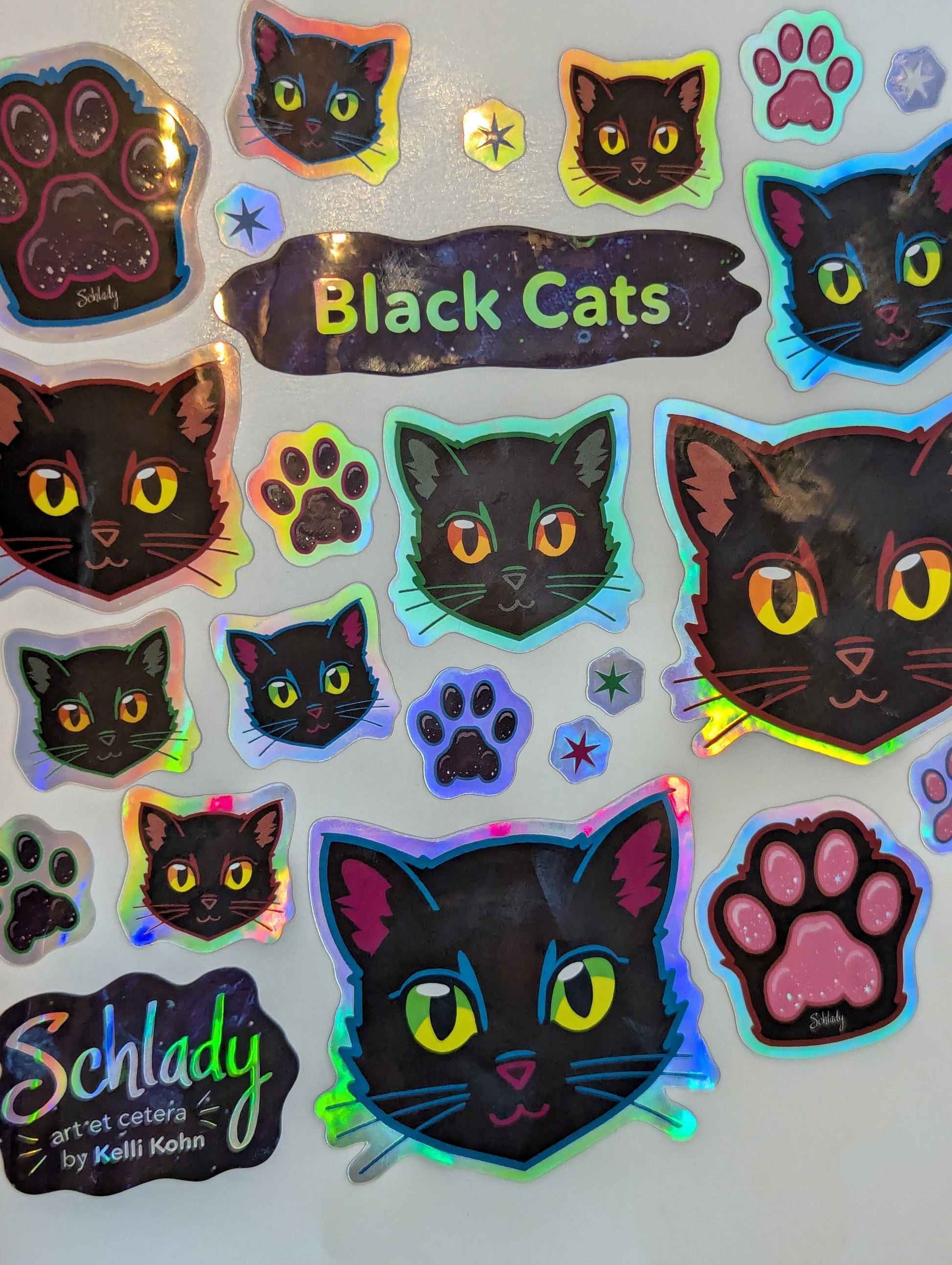 Black Cats - Holographic Sticker Sheet