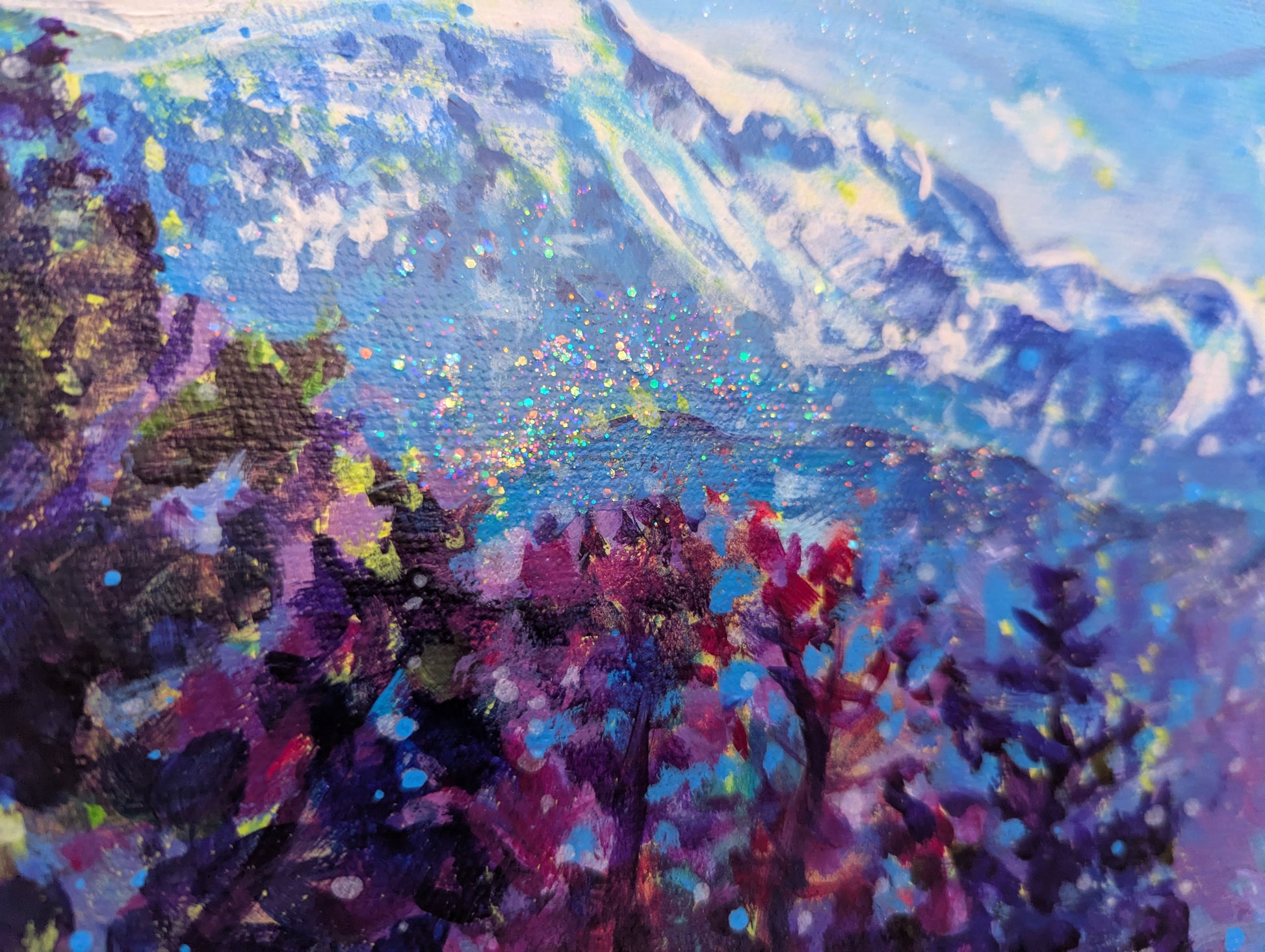 Fresh Mountain Air - Original Painting 14 x 16 Hexagonal
