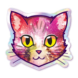 Galaxy Cat Face (Red) - Holographic Sticker