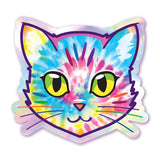 Rainbow Tie Dye Kitty - Holographic Cat Sticker