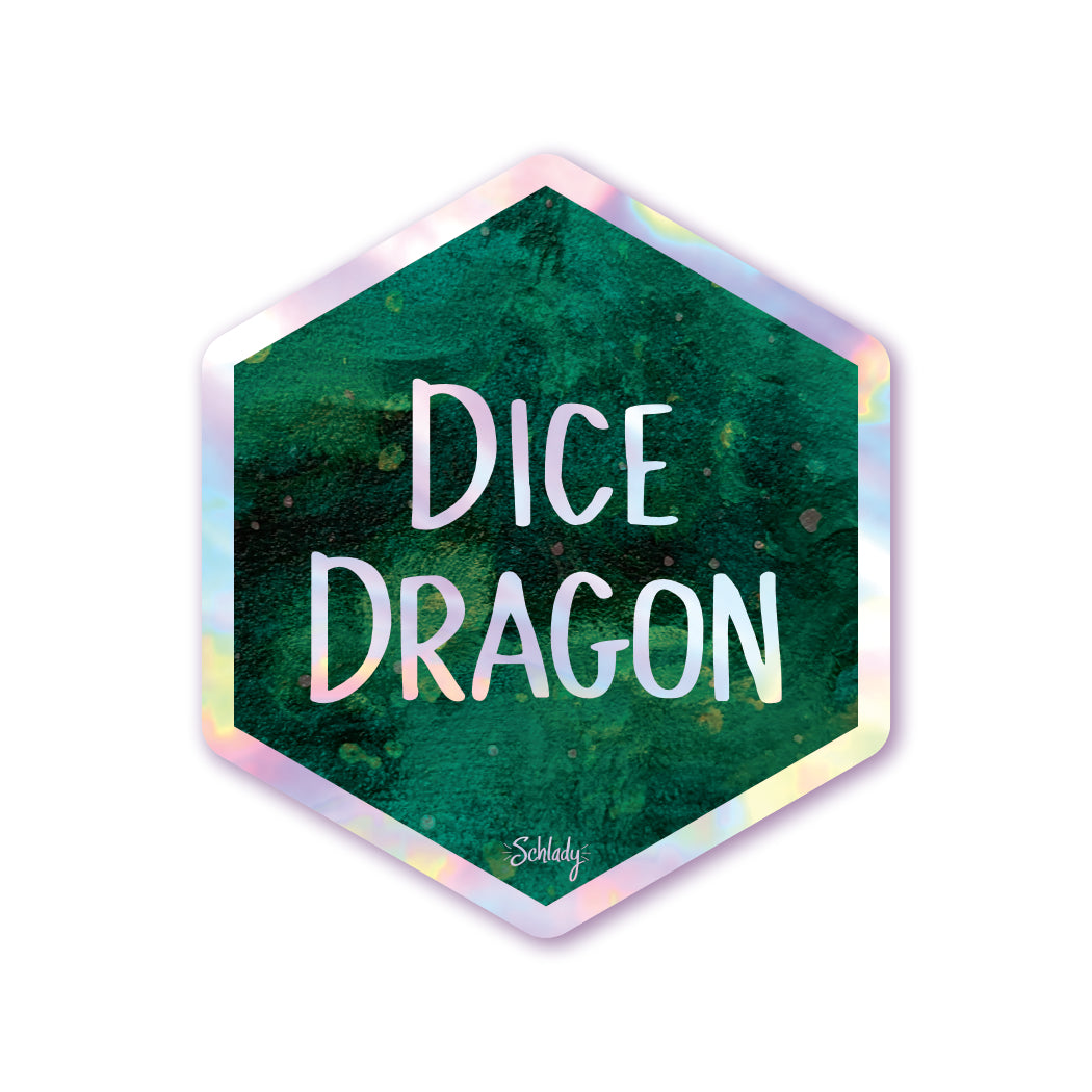 Dice Dragon - Holographic Hexagon Sticker