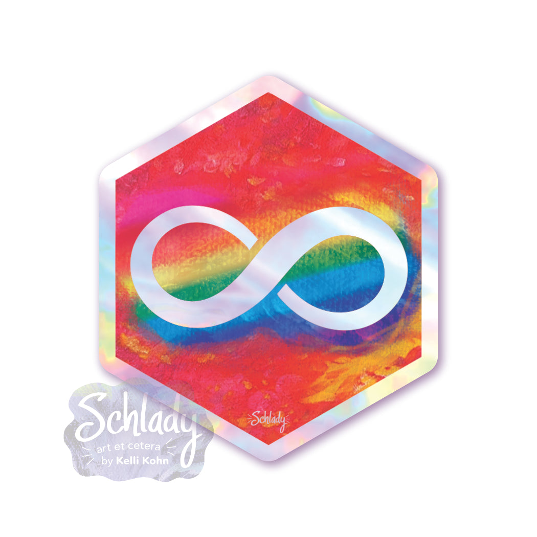 Infinity Symbol Neurodiversity - Holographic Hexagon Sticker