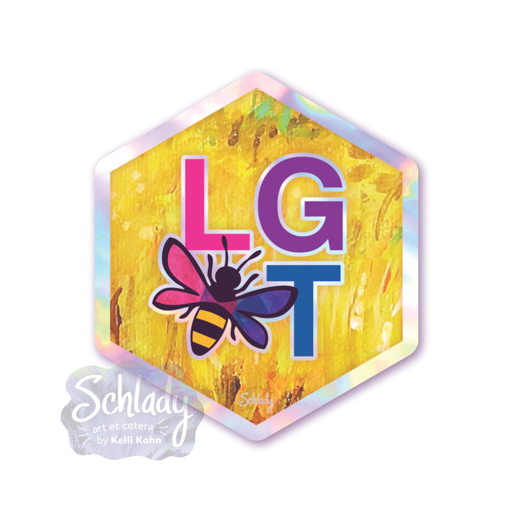L G Bee T - Holographic Hexagon Sticker