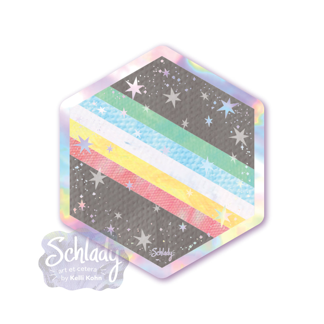 Starry Disability Pride - Holographic Hexagon Sticker