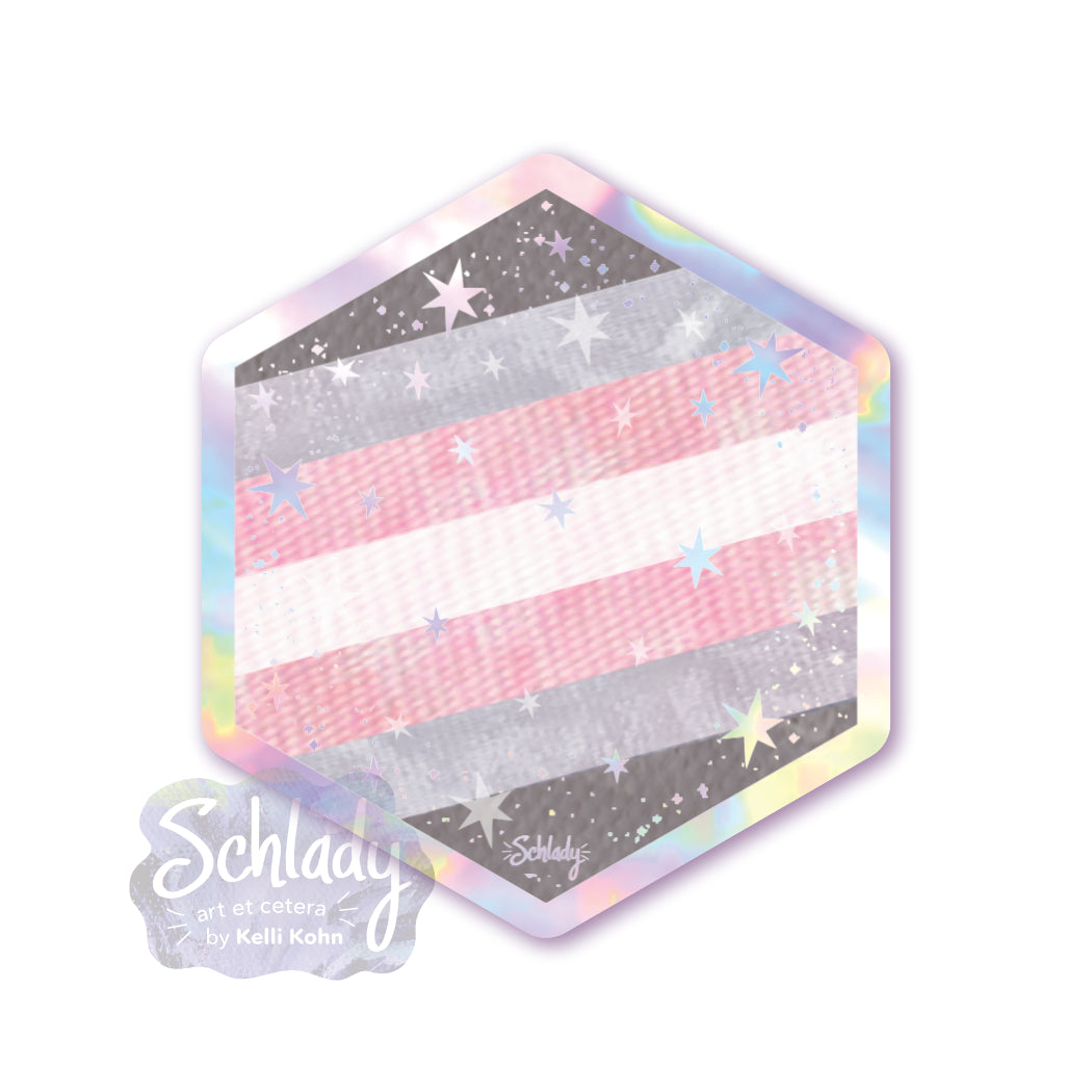Starry Demigirl Pride Flag - Holographic Hexagon Sticker