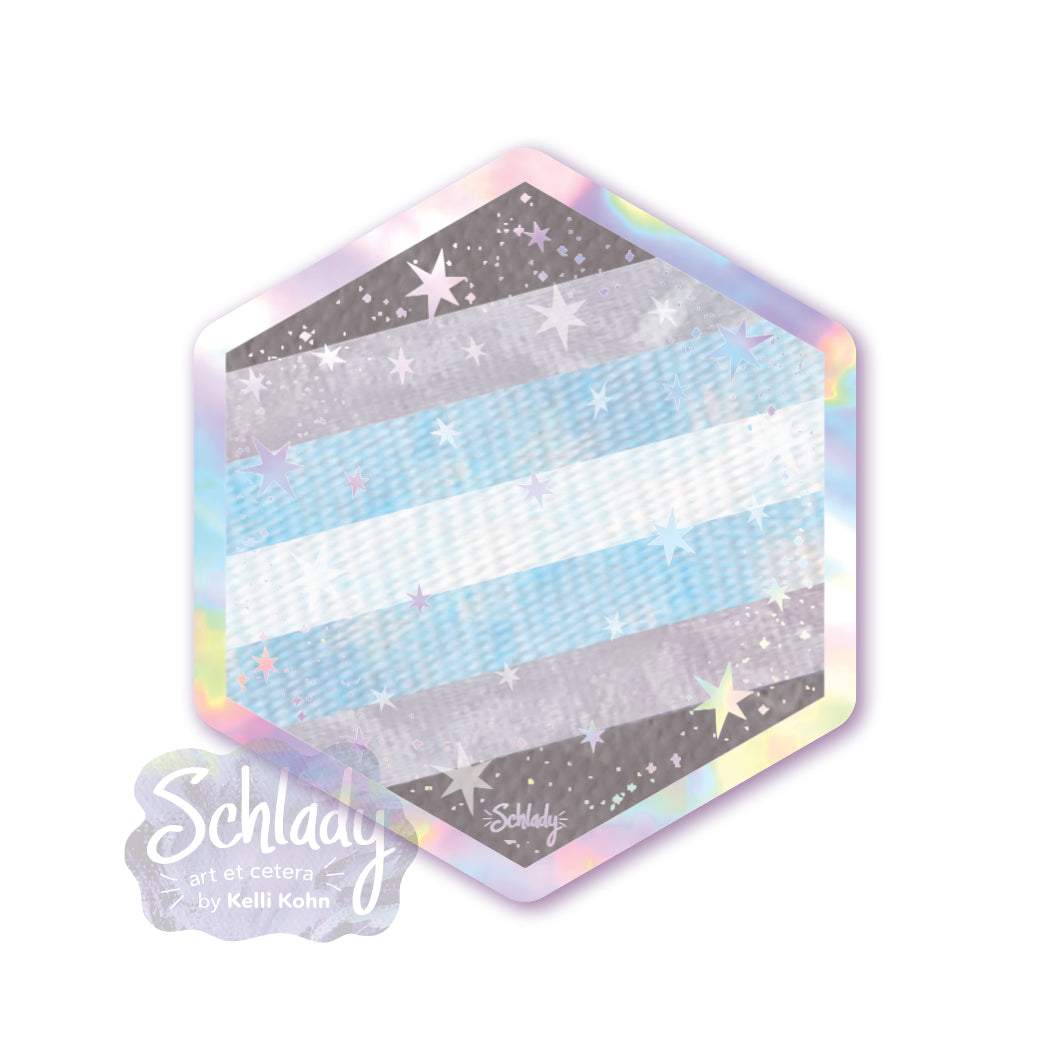Starry Demiboy Pride Flag - Holographic Hexagon Sticker
