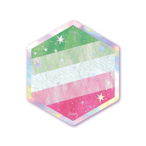 Starry Abrosexual Pride Flag - Holographic Hexagon Sticker