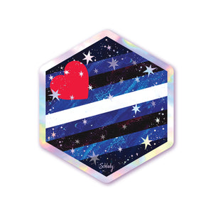 Starry Leather Pride Flag - Holographic Hexagon Sticker