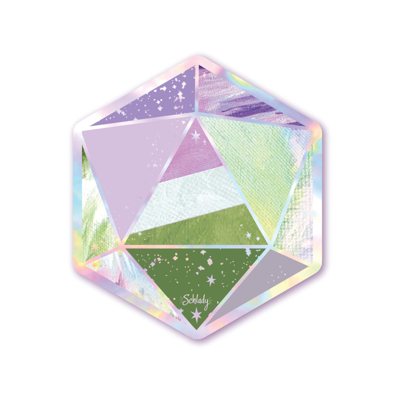 Genderqueer Pride d20 - Holographic Hexagon Sticker