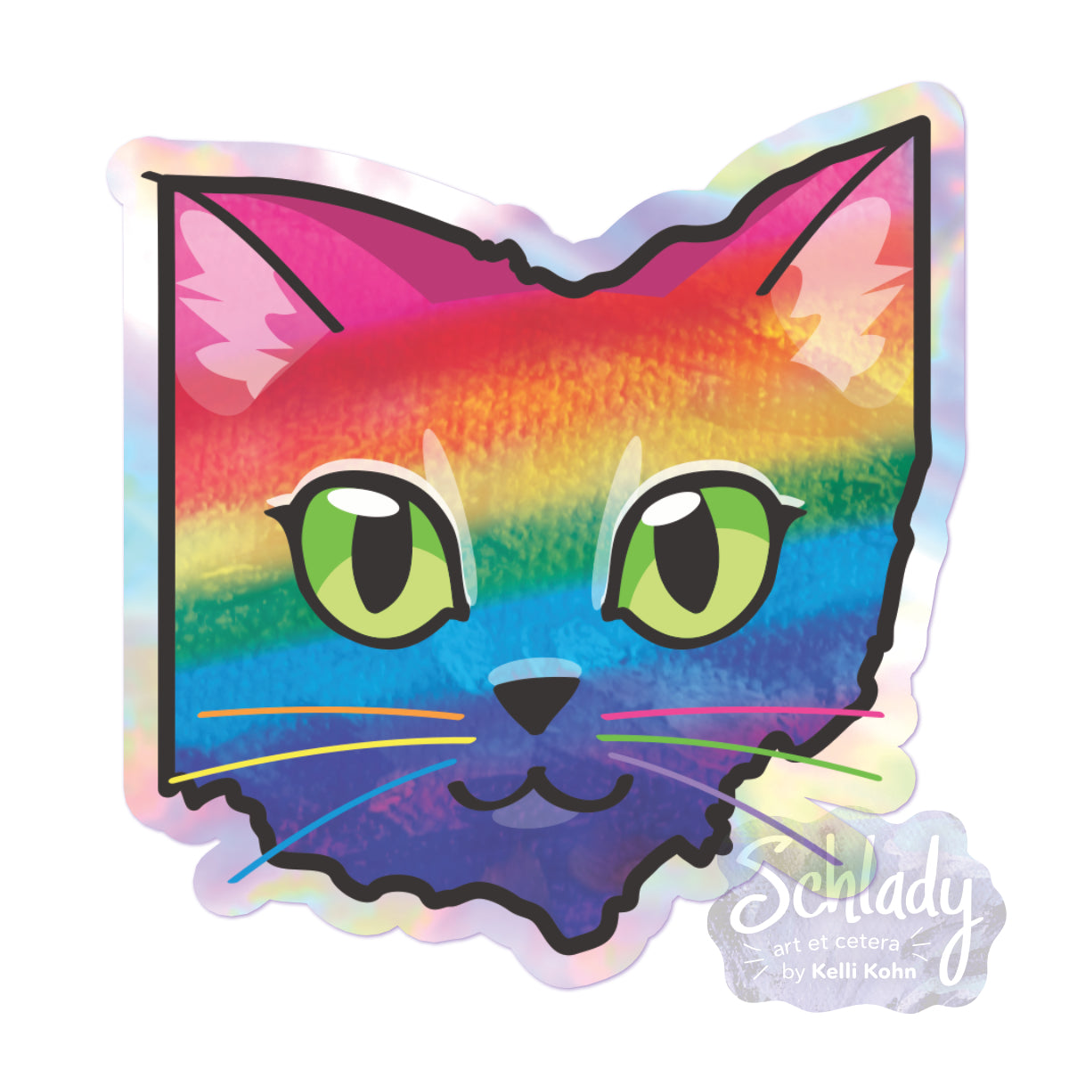 Ohio Cat Sticker - Rainbow