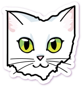 Ohio Cat Sticker - White