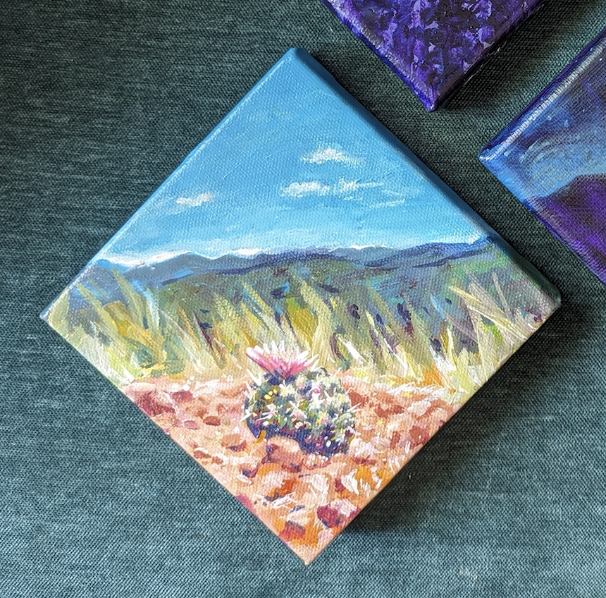 Mountain Moment - Something Sharp, Something New - Original Painting 7"w Diamond