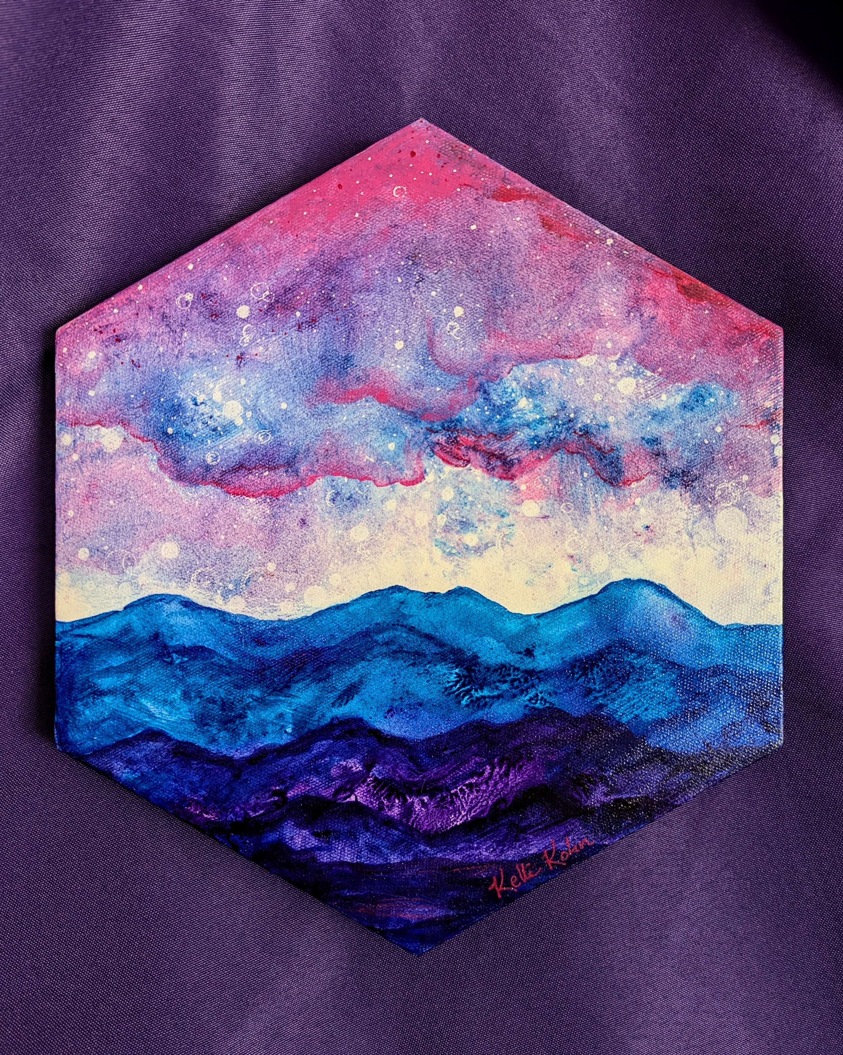 Bits of the Sky 2 - Original Painting 10 x 11.5 Hexagonal