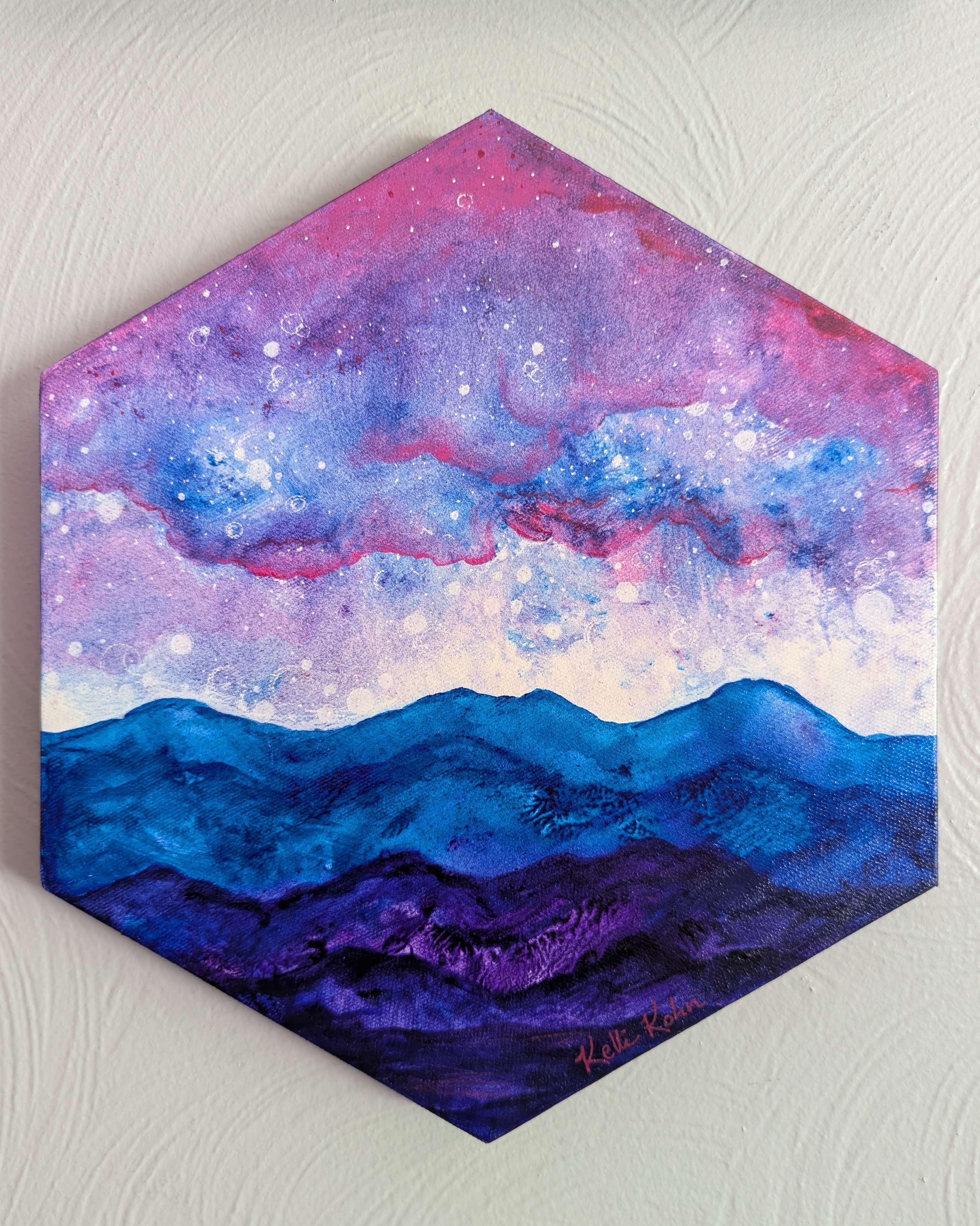 Bits of the Sky 2 - Original Painting 10 x 11.5 Hexagonal
