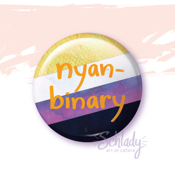 Nyan-binary - Nonbinary Pride Button Pin