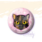 Tortie Cat - Yellow Eyes - Button Pin