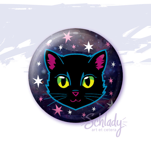 Black Cat - Green Eyes - Button Pin