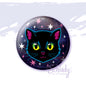 Black Cat - Green Eyes - Button Pin